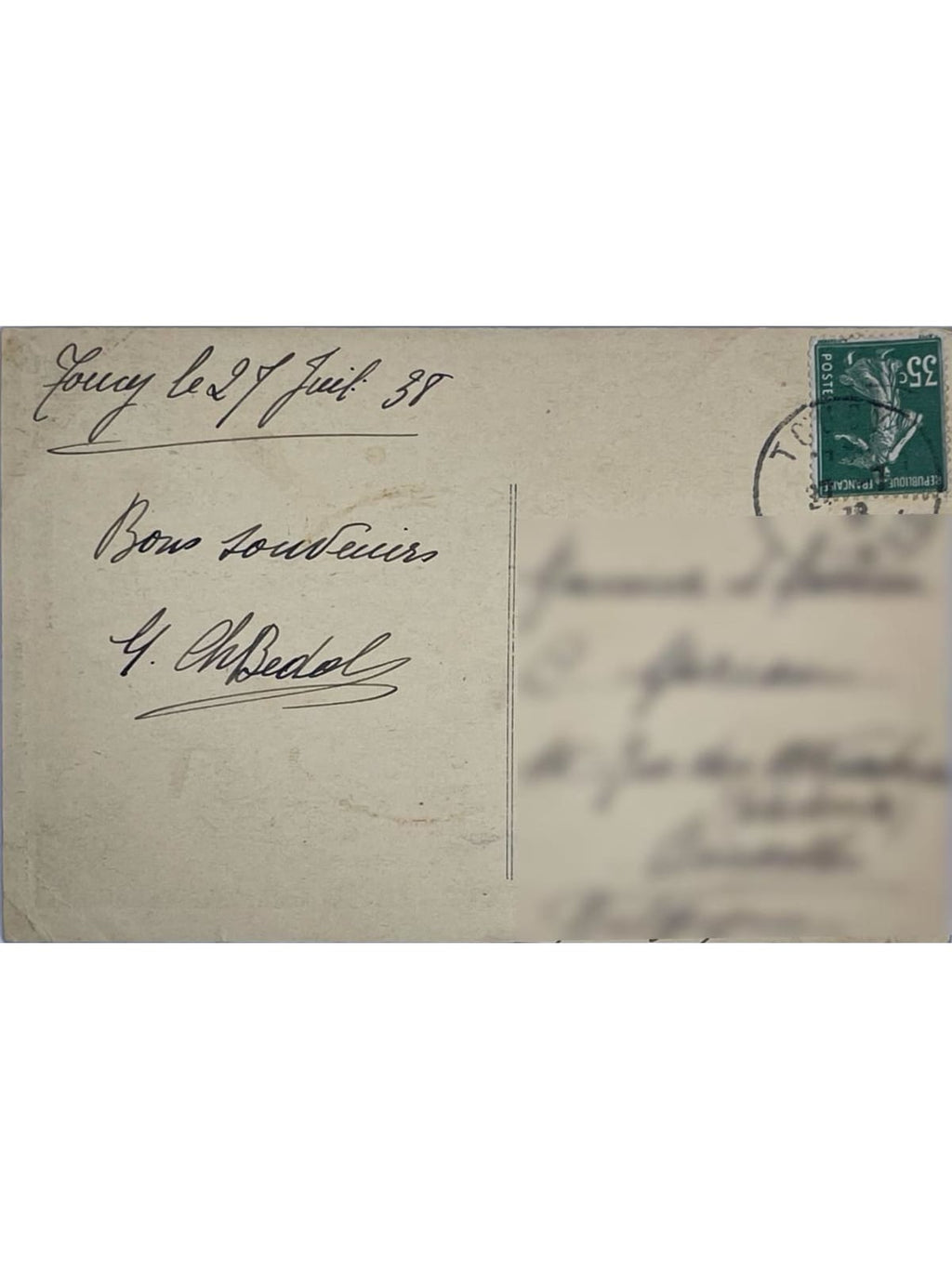 Verso de la carte postale