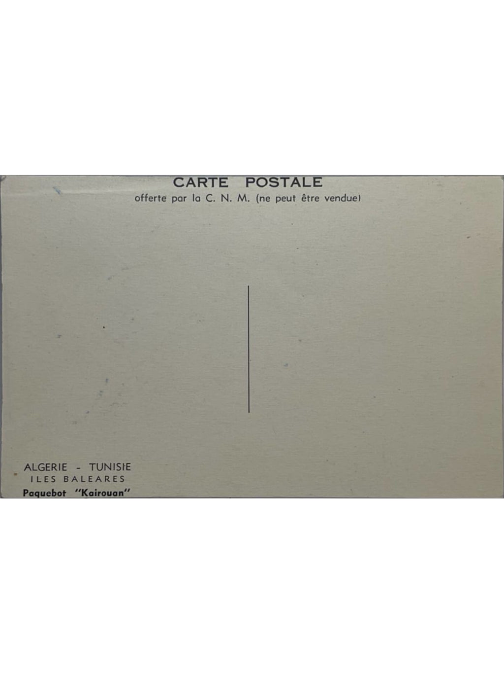 Verso de la carte postale