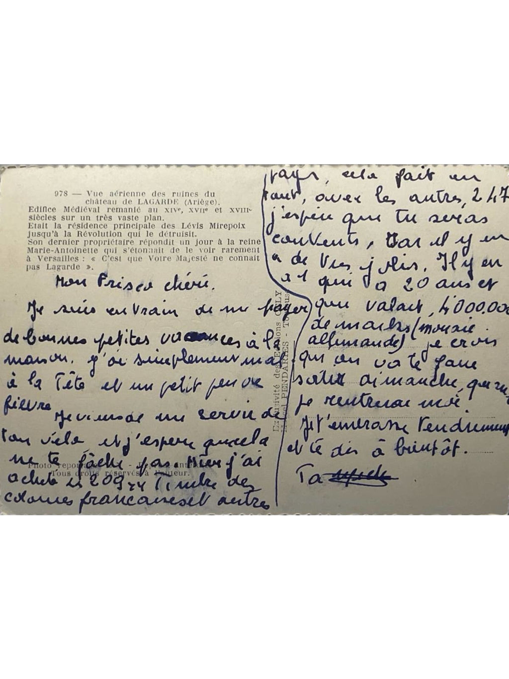 Verso de la carte postale