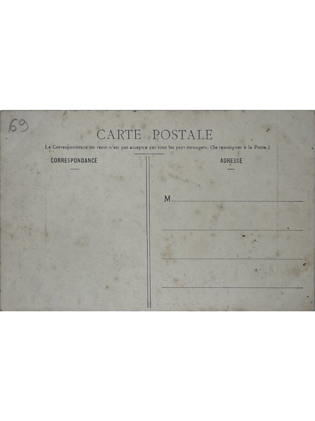 Verso de la carte postale