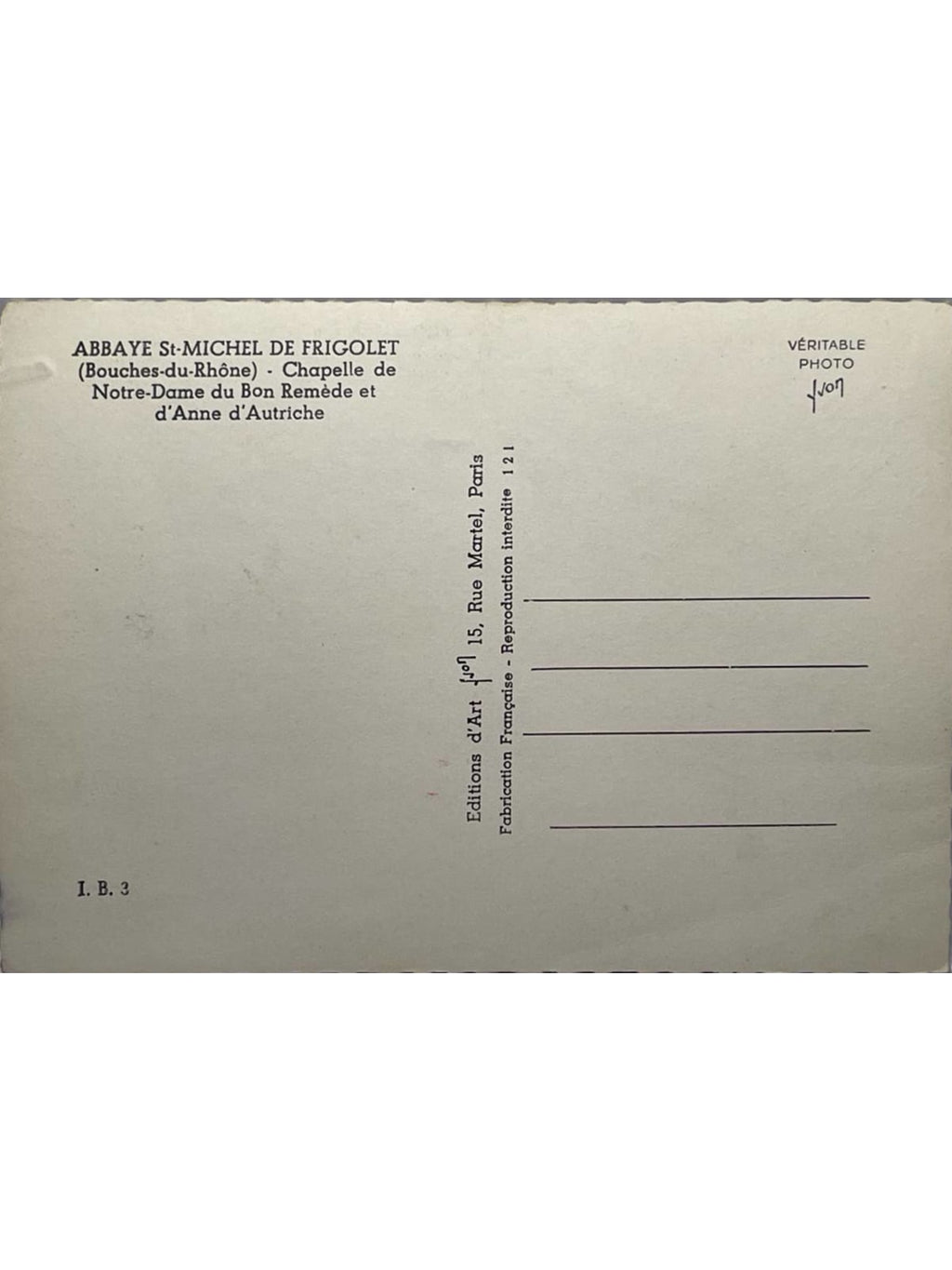 Verso de la carte postale