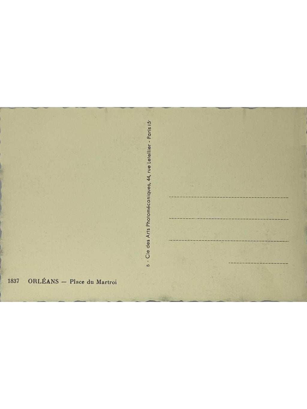 Verso de la carte postale