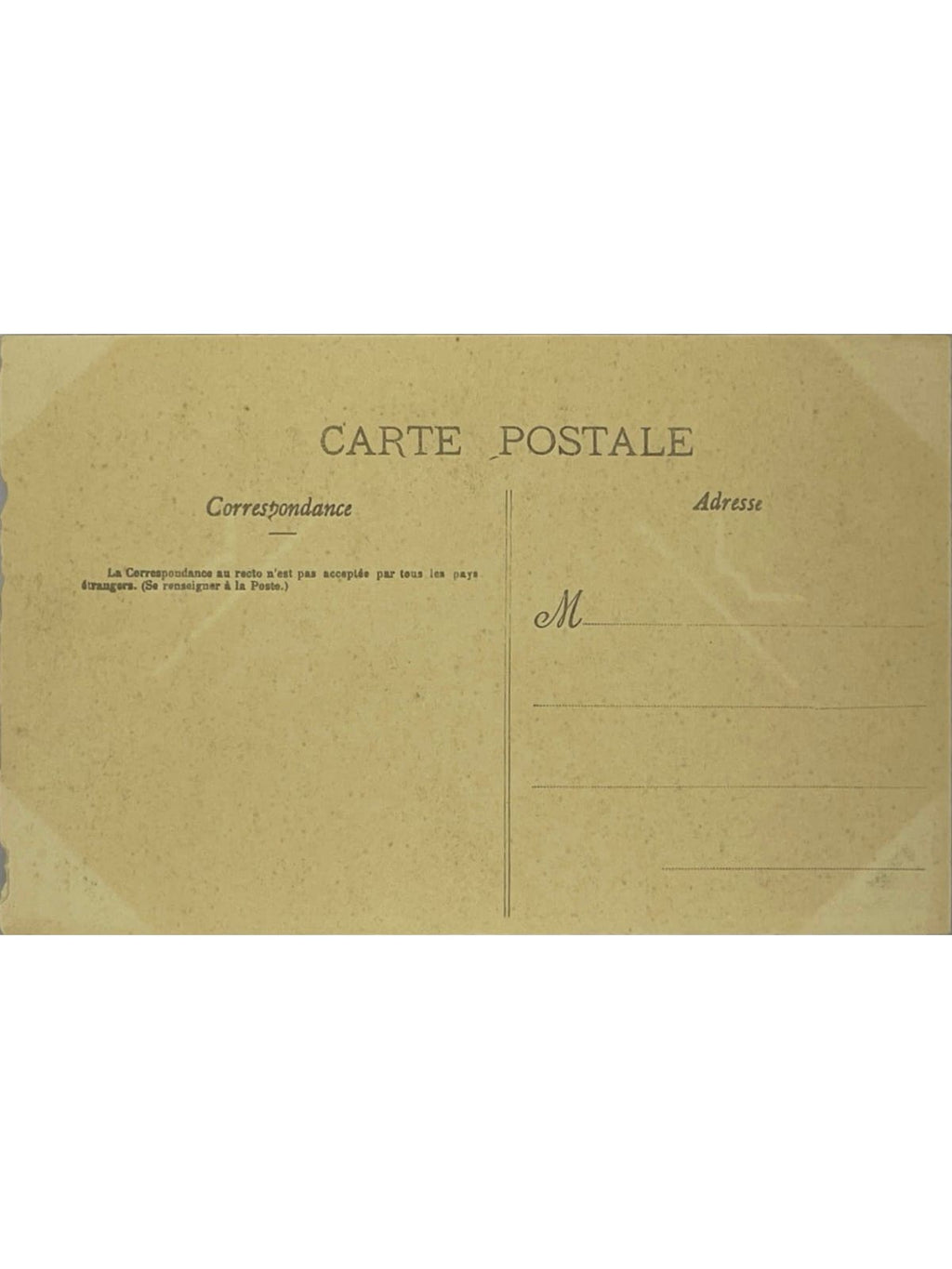 Verso de la carte postale