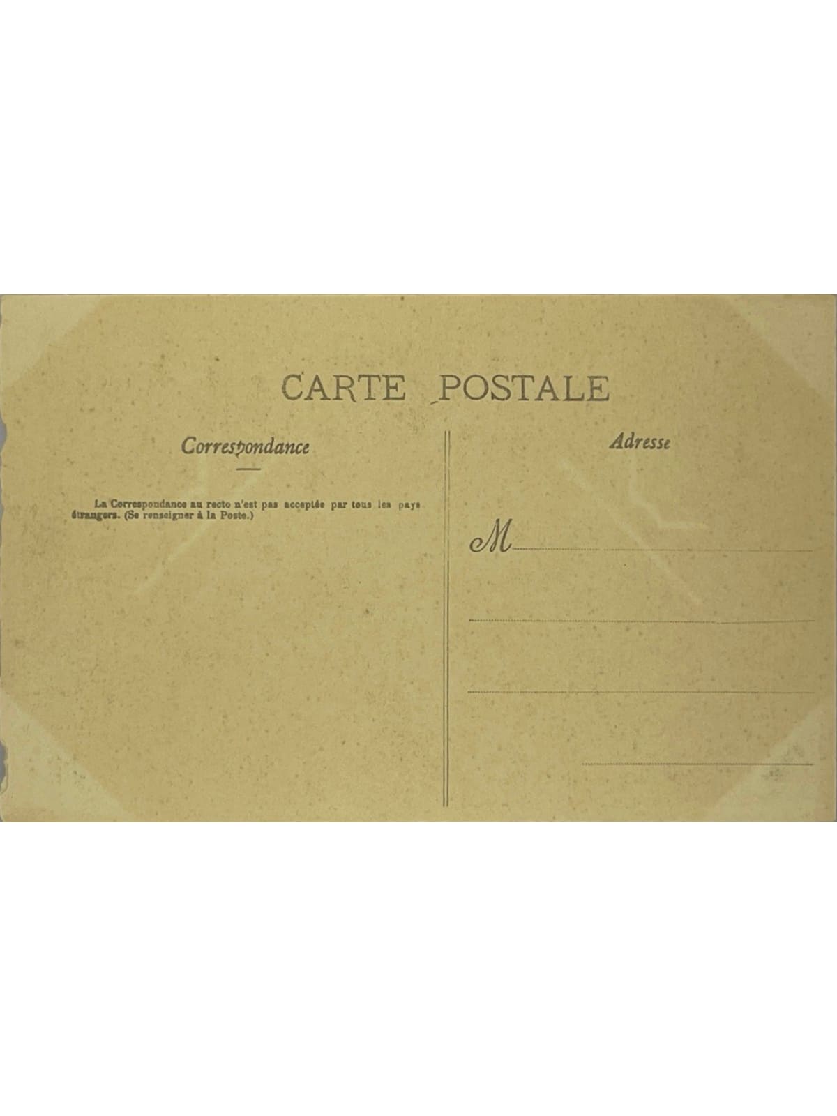 Verso de la carte postale