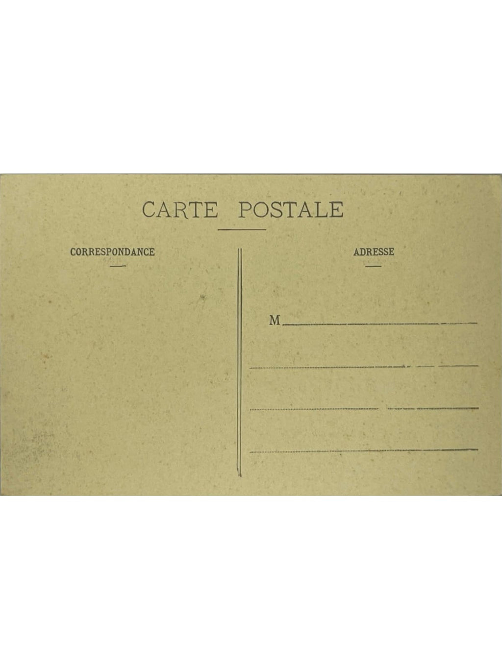 Verso de la carte postale