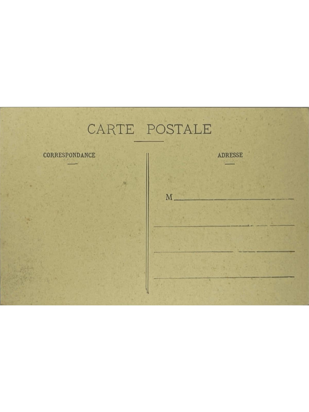 Verso de la carte postale