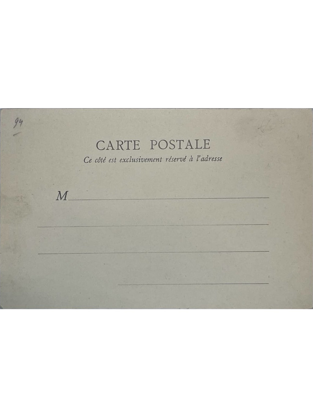 Verso de la carte postale