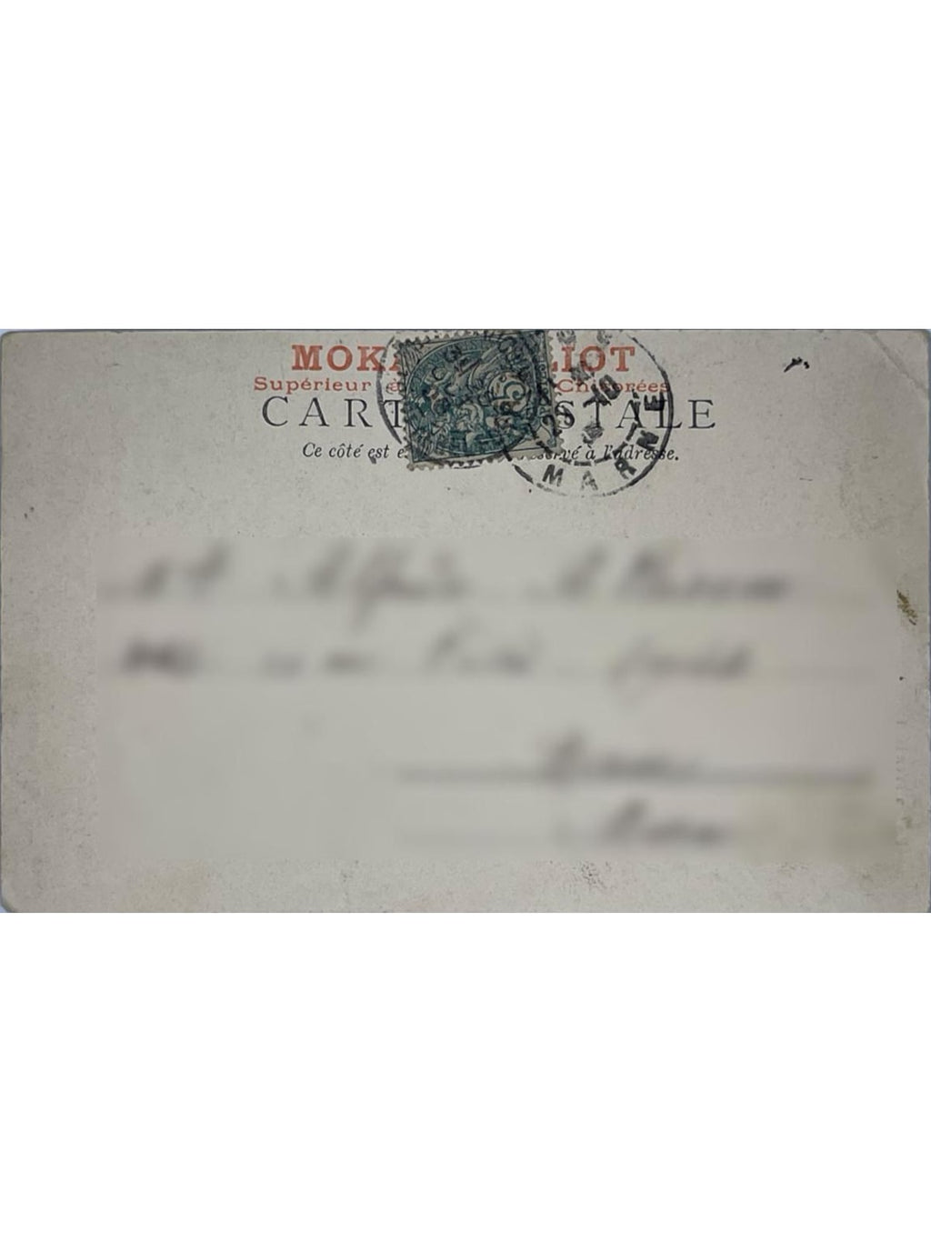 Verso de la carte postale