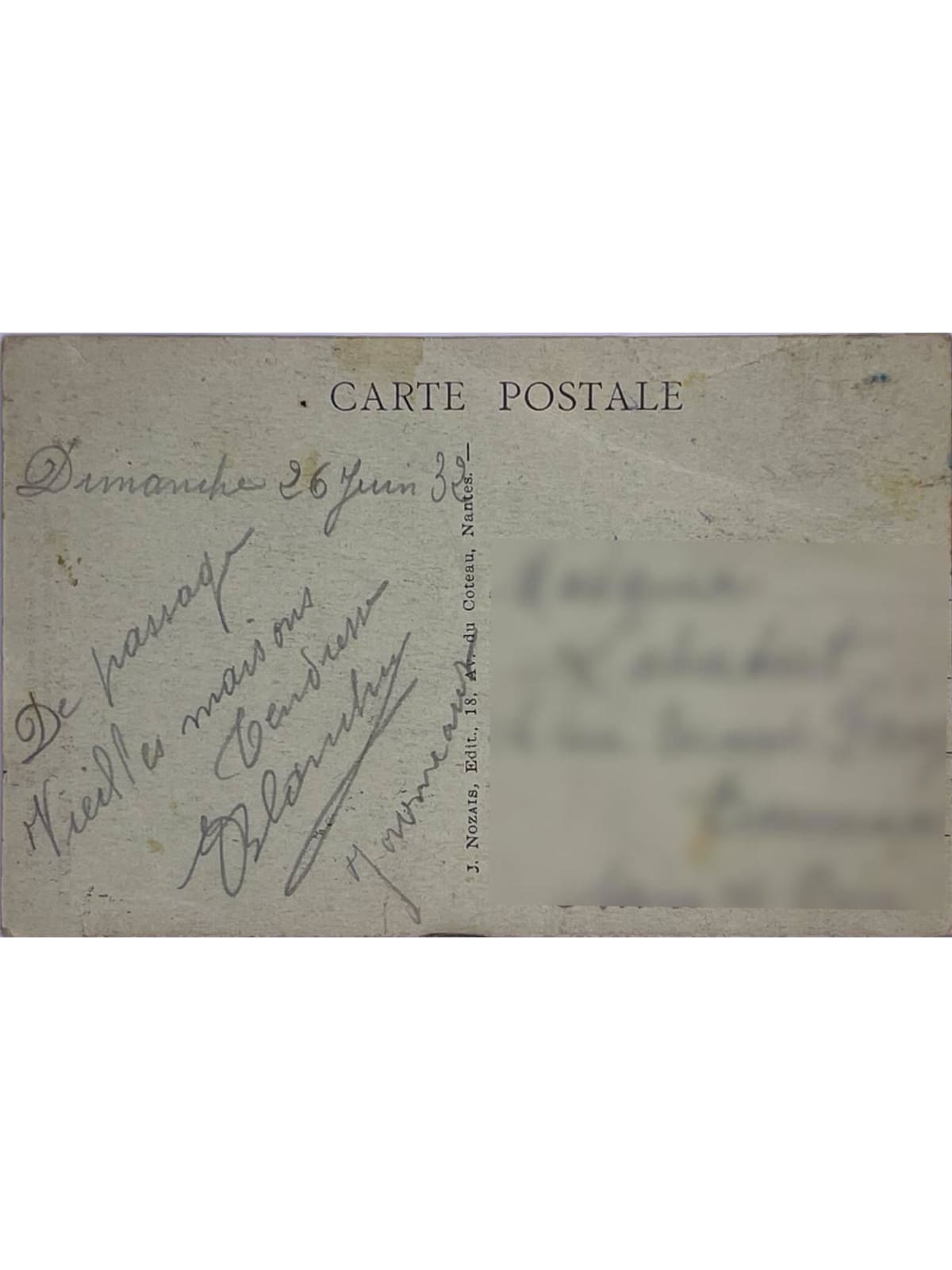 Verso de la carte postale