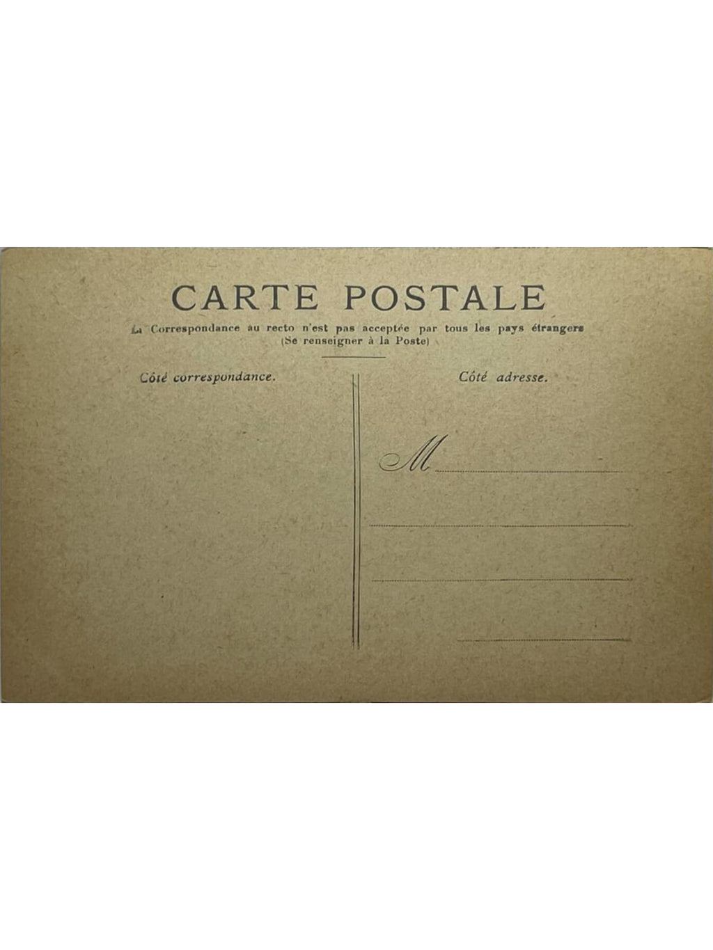 Verso de la carte postale