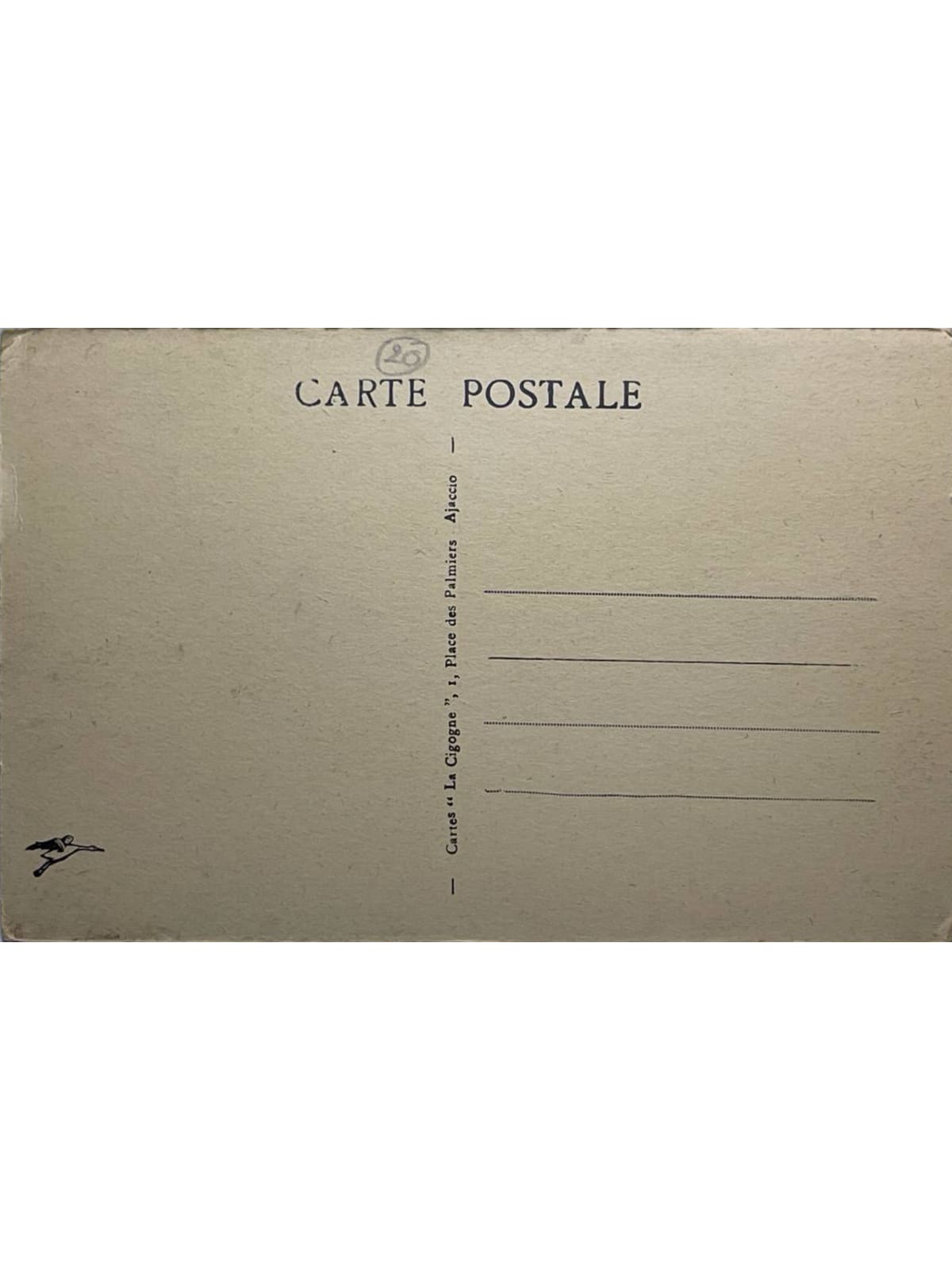 Verso de la carte postale