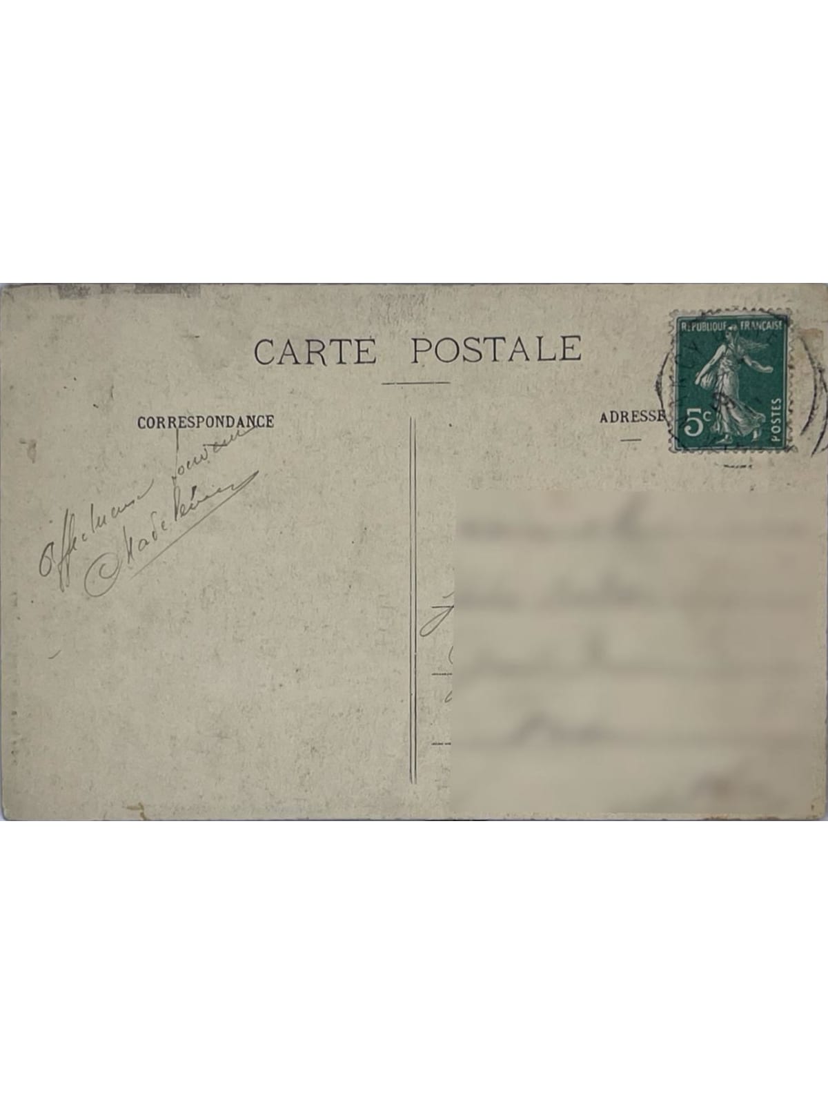 Verso de la carte postale
