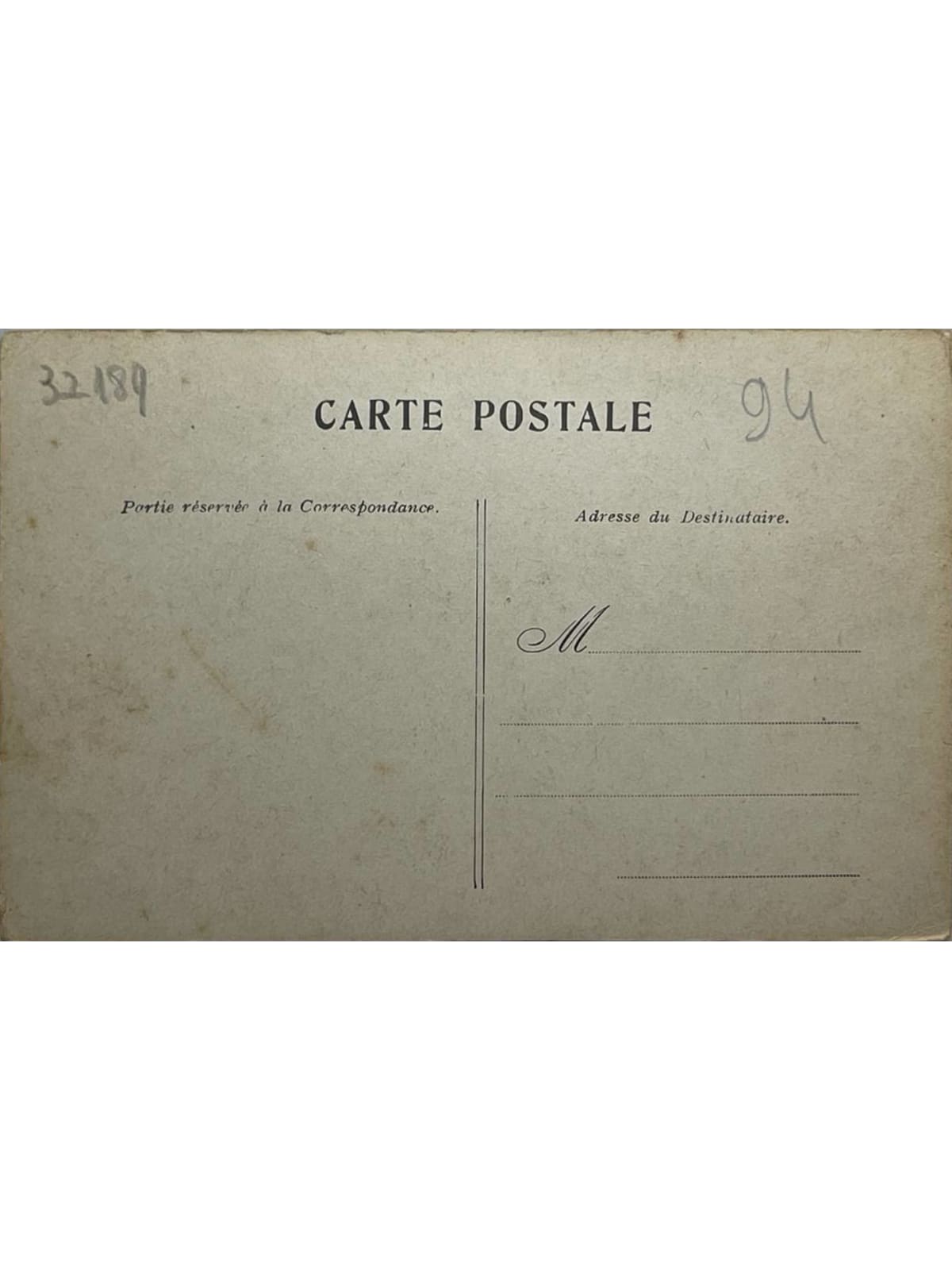 Verso de la carte postale