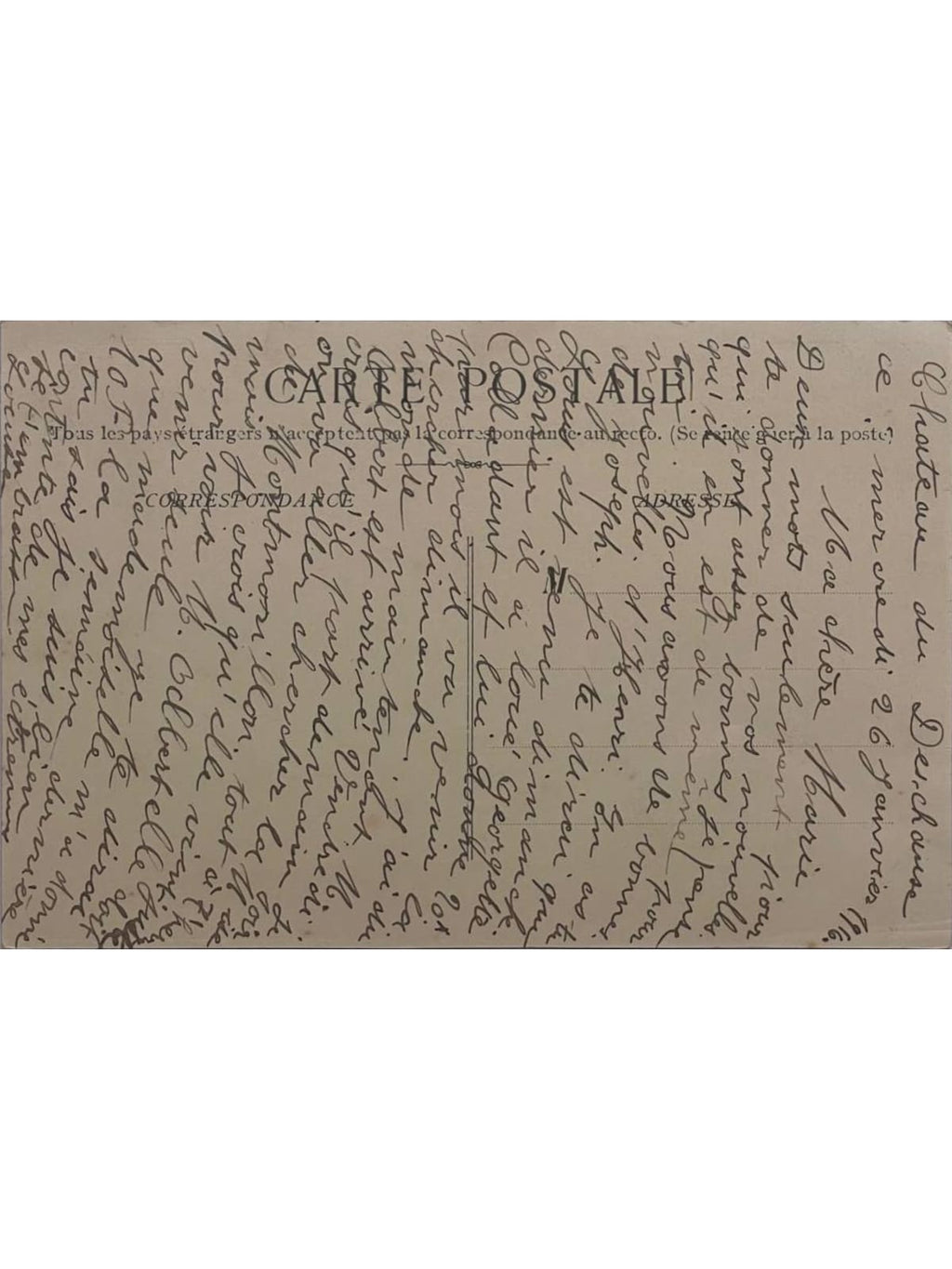 Verso de la carte postale