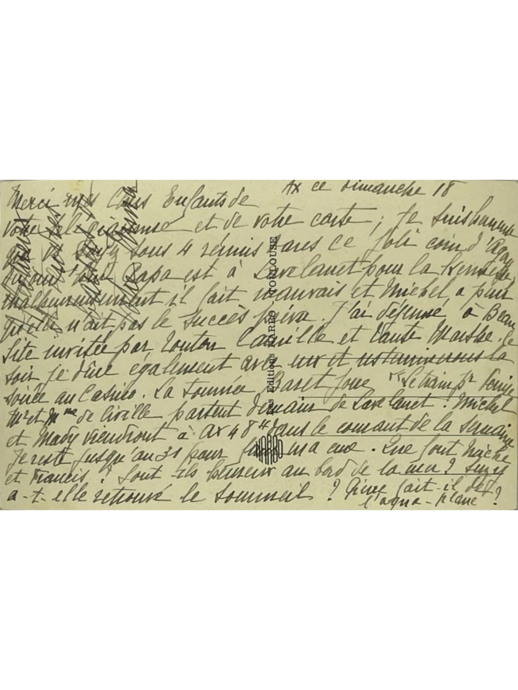 Verso de la carte postale