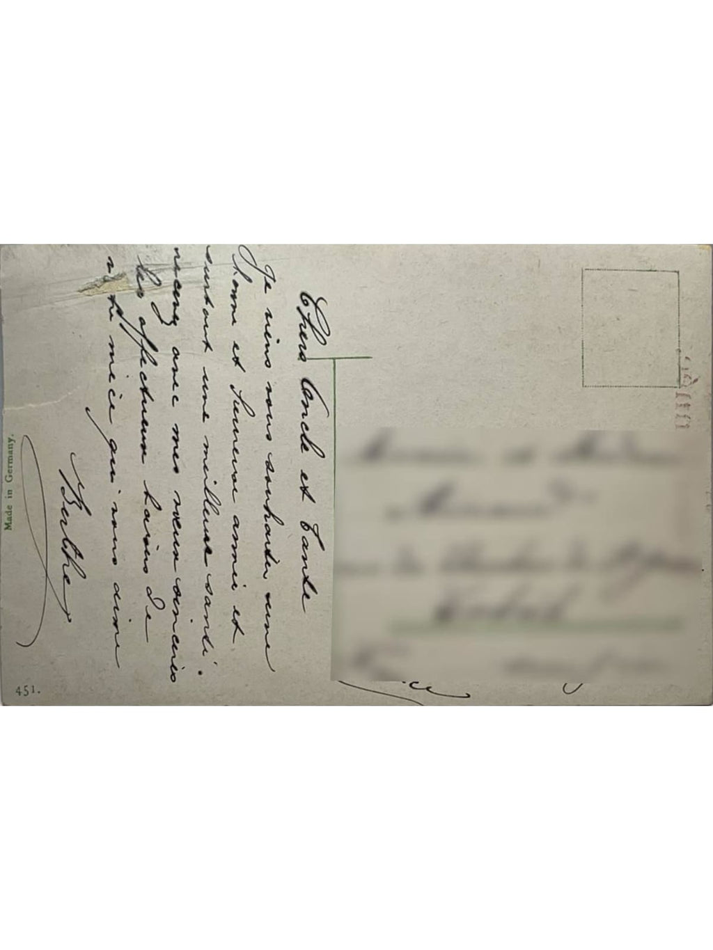 Verso de la carte postale
