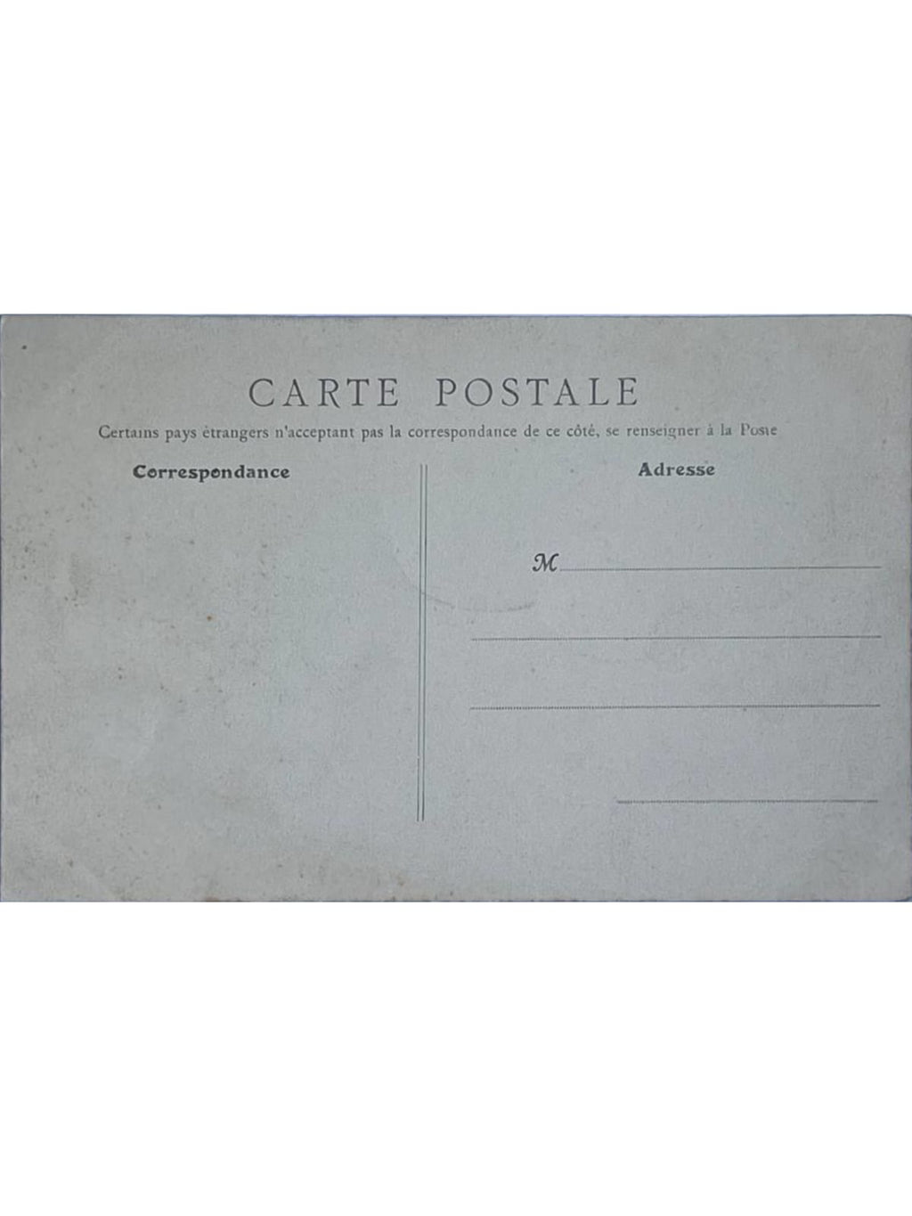 Verso de la carte postale