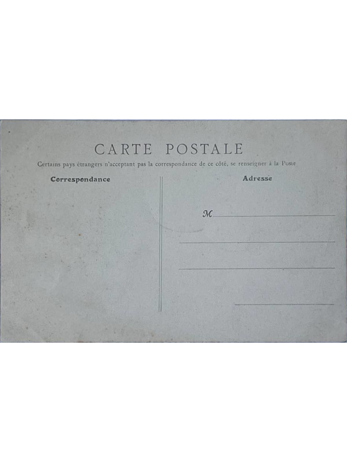 Verso de la carte postale