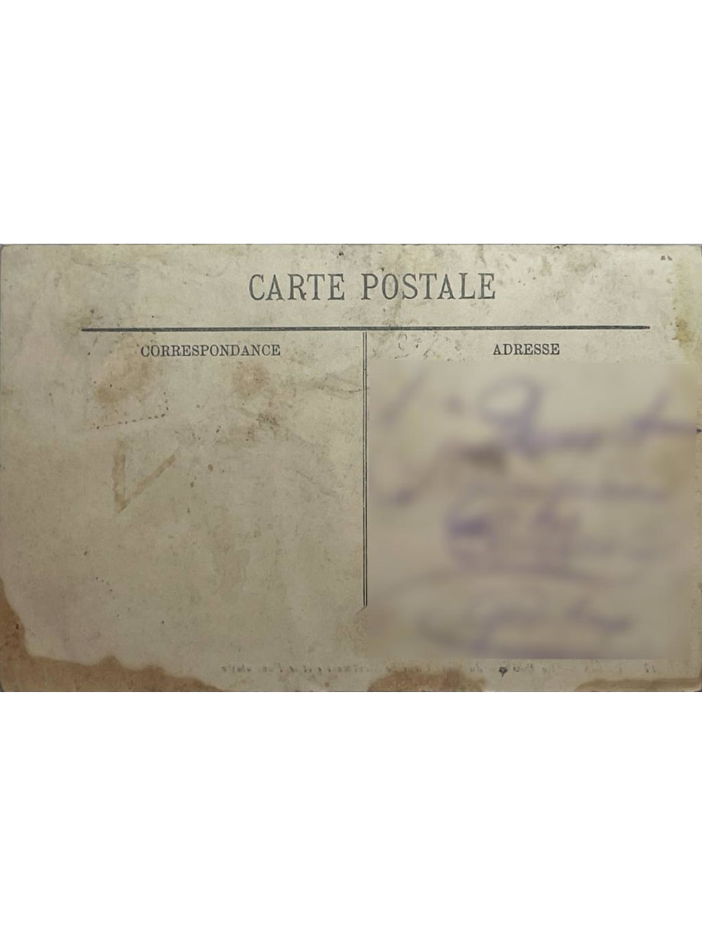 Verso de la carte postale