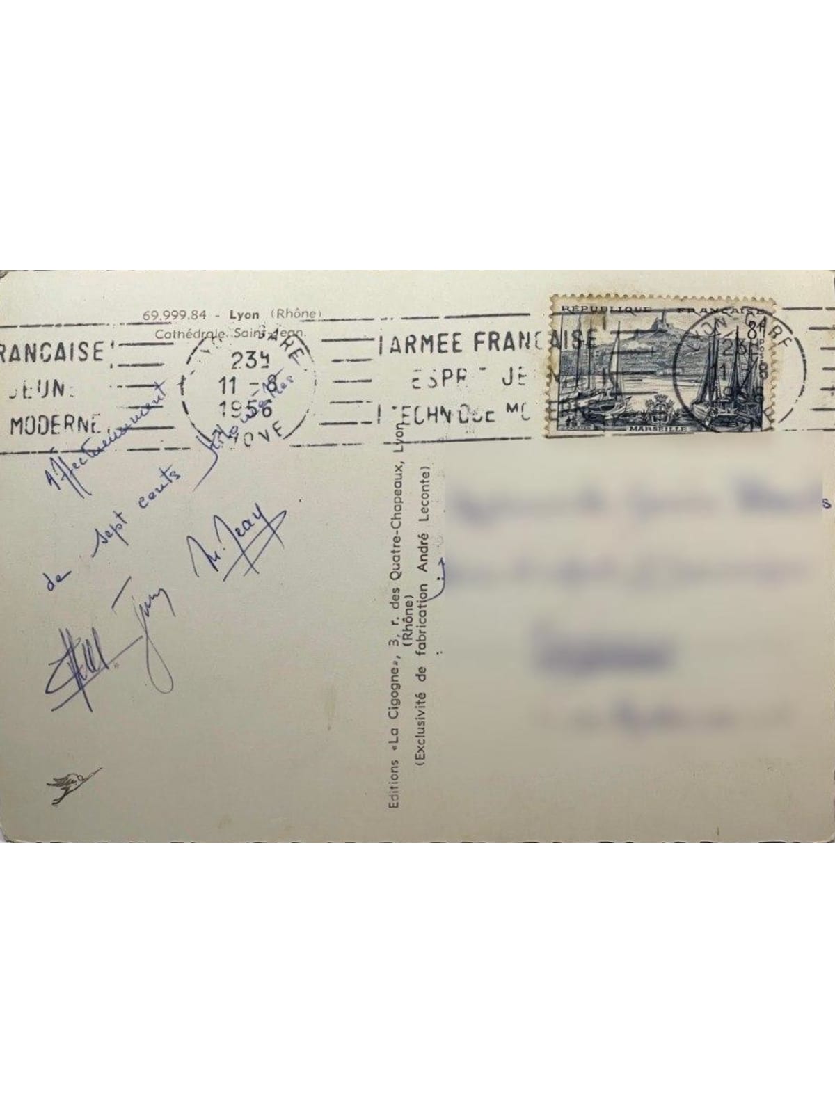 Verso de la carte postale