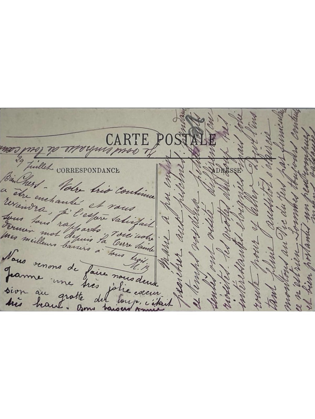 Verso de la carte postale