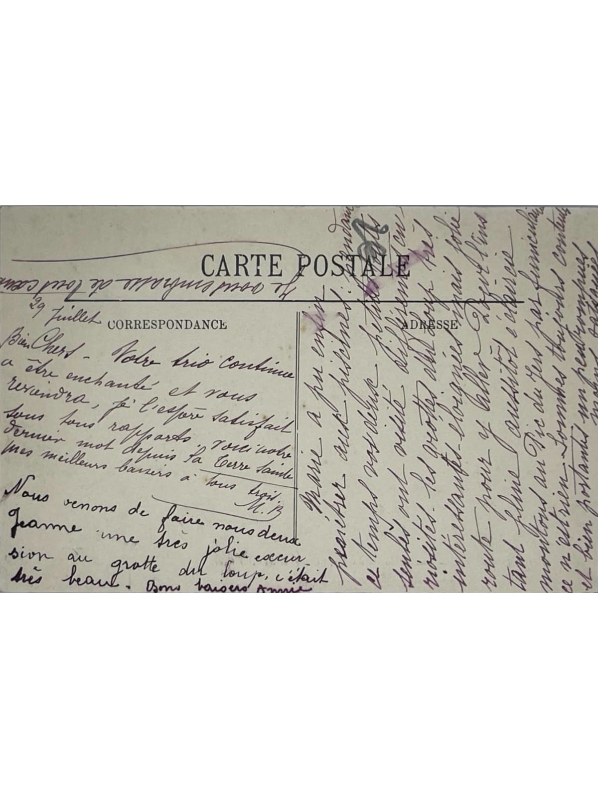 Verso de la carte postale