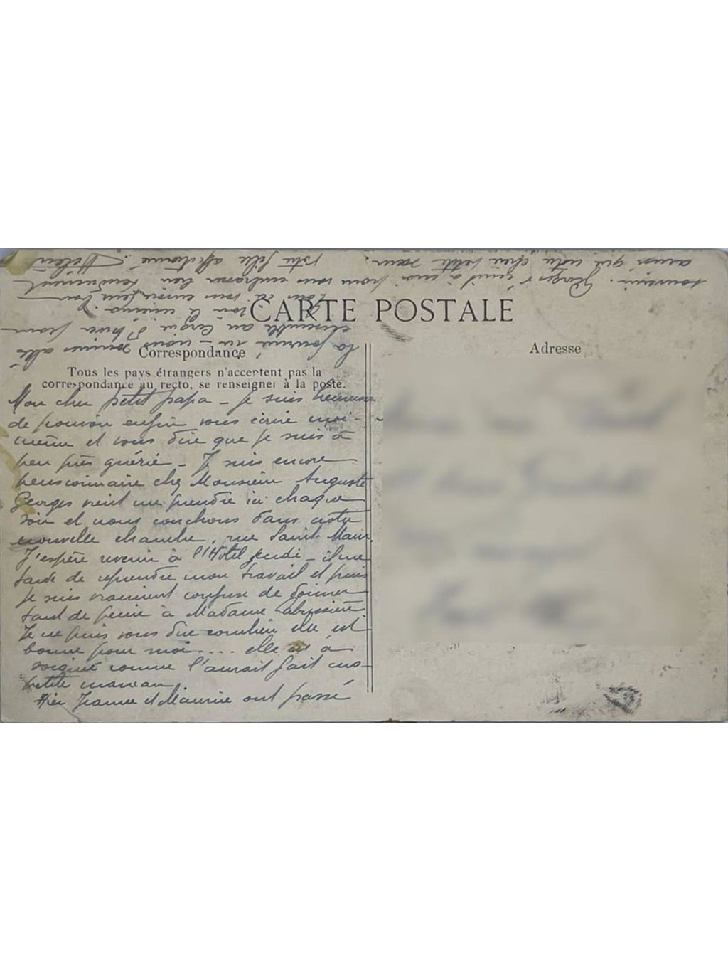 Verso de la carte postale