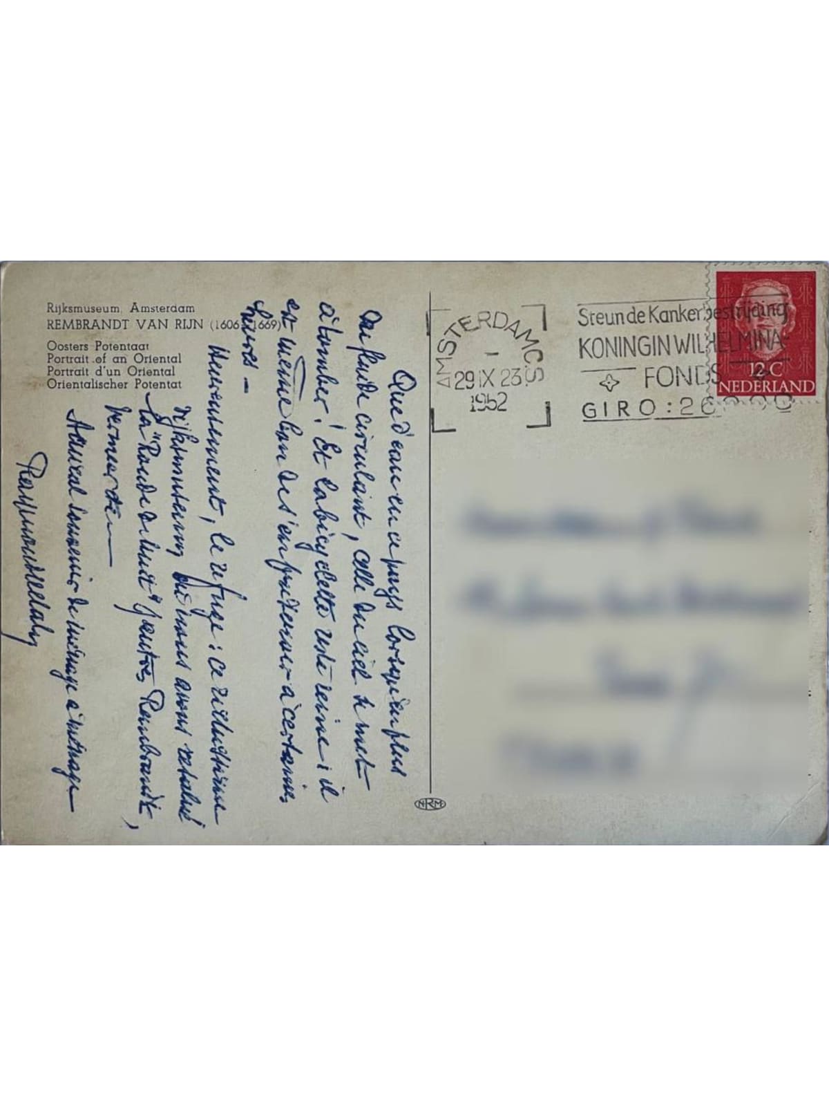 Verso de la carte postale