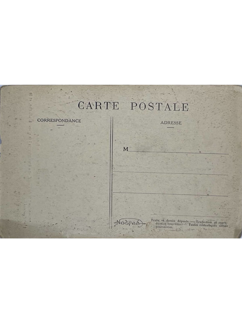 Verso de la carte postale