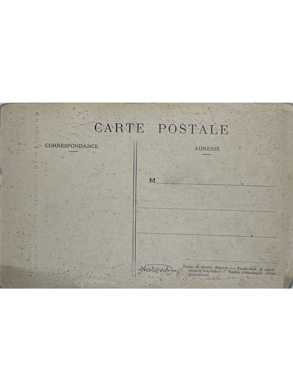 Verso de la carte postale