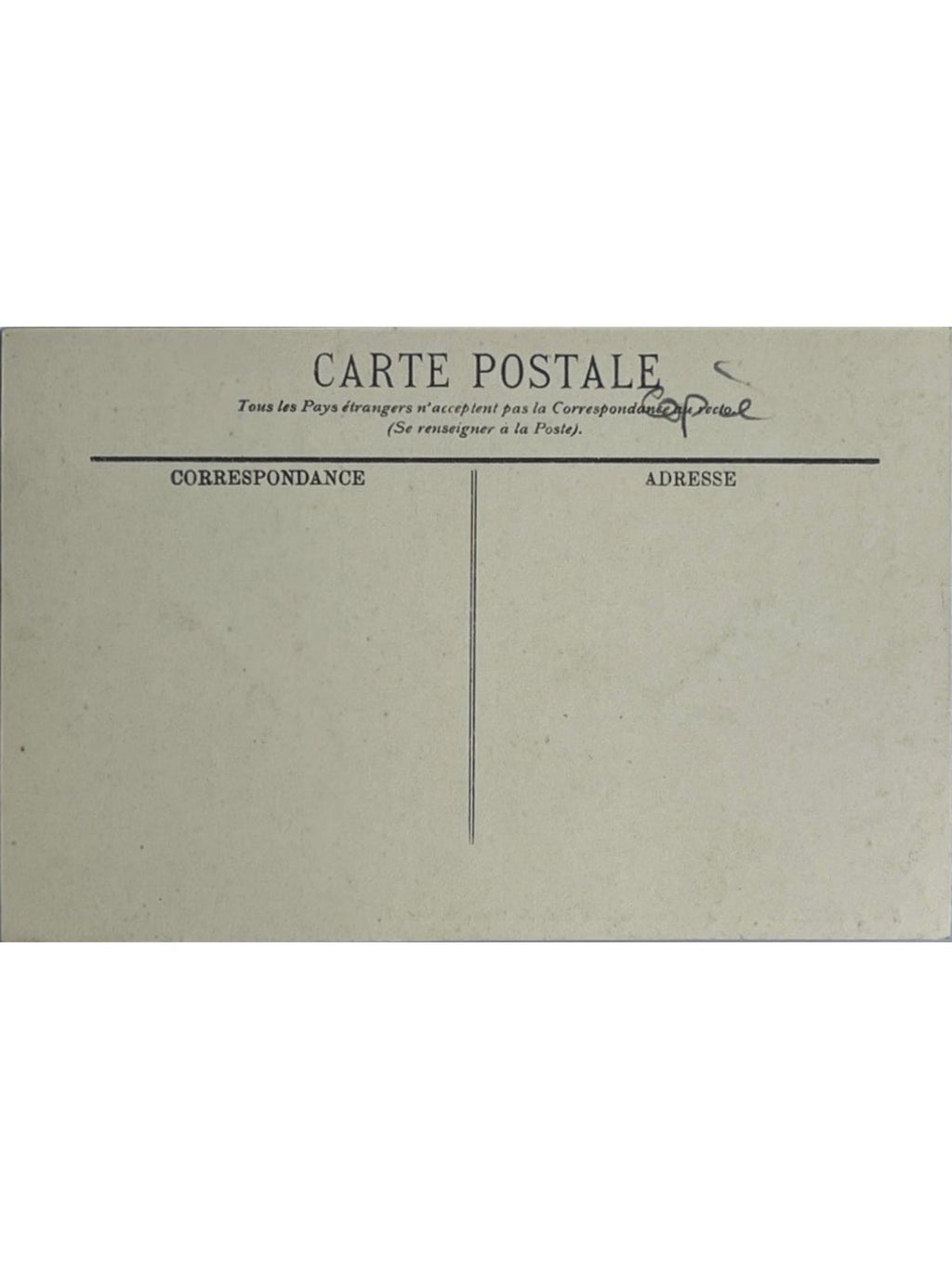 Verso de la carte postale