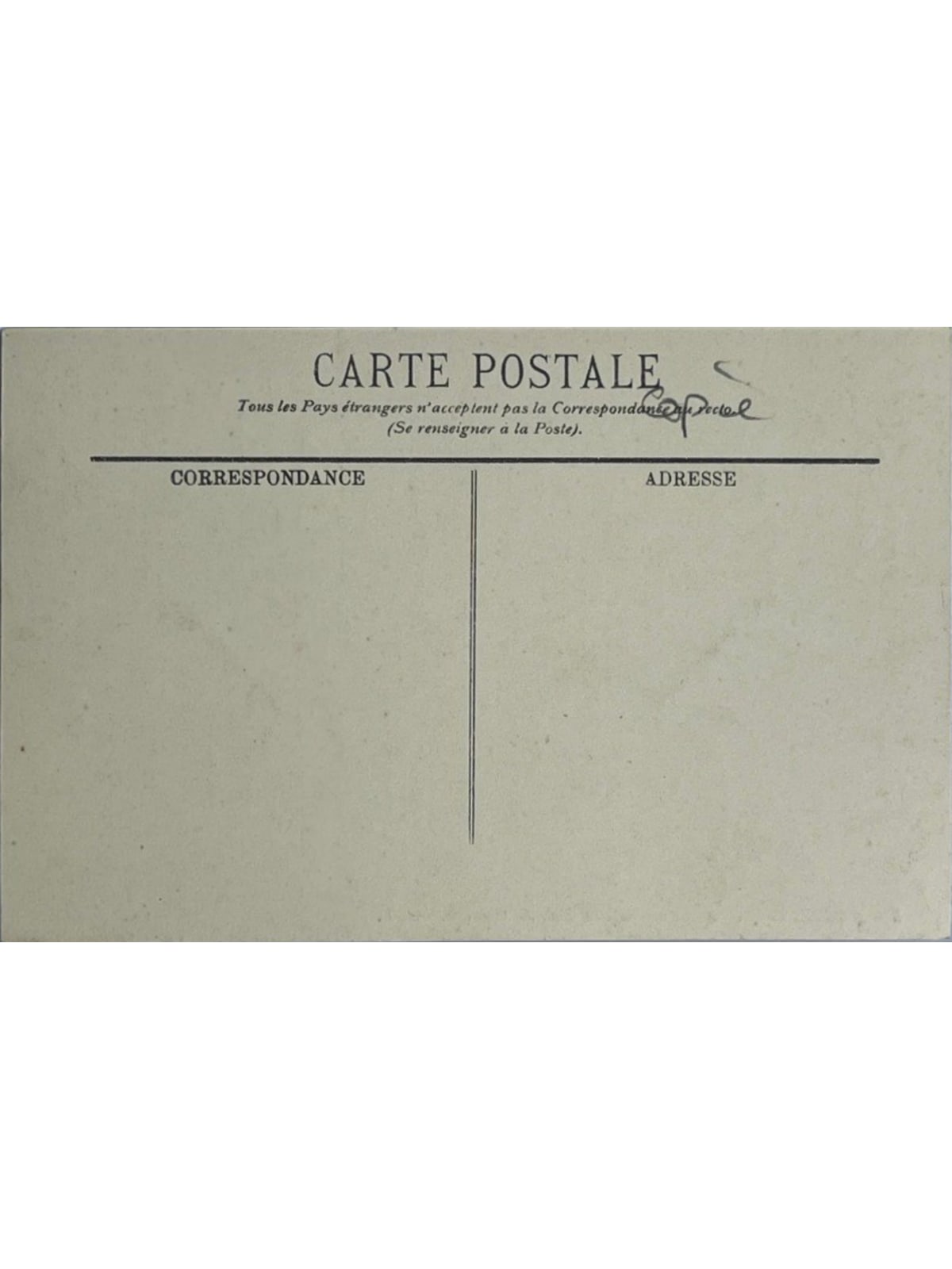 Verso de la carte postale