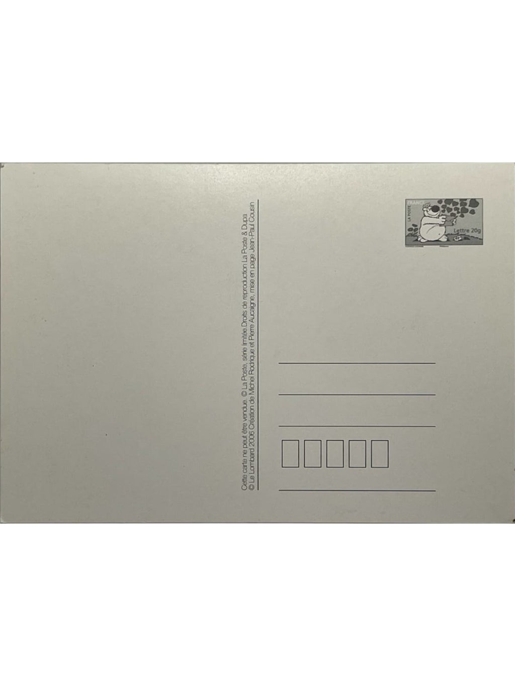 Verso de la carte postale