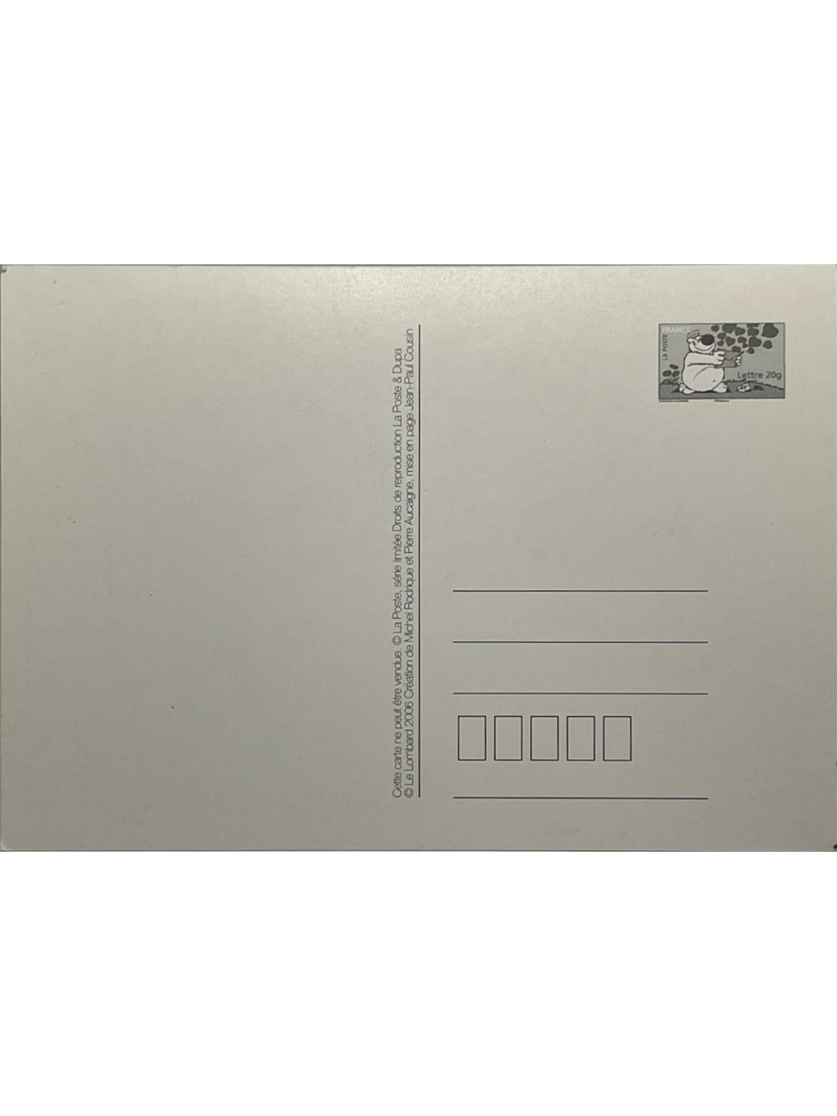 Verso de la carte postale