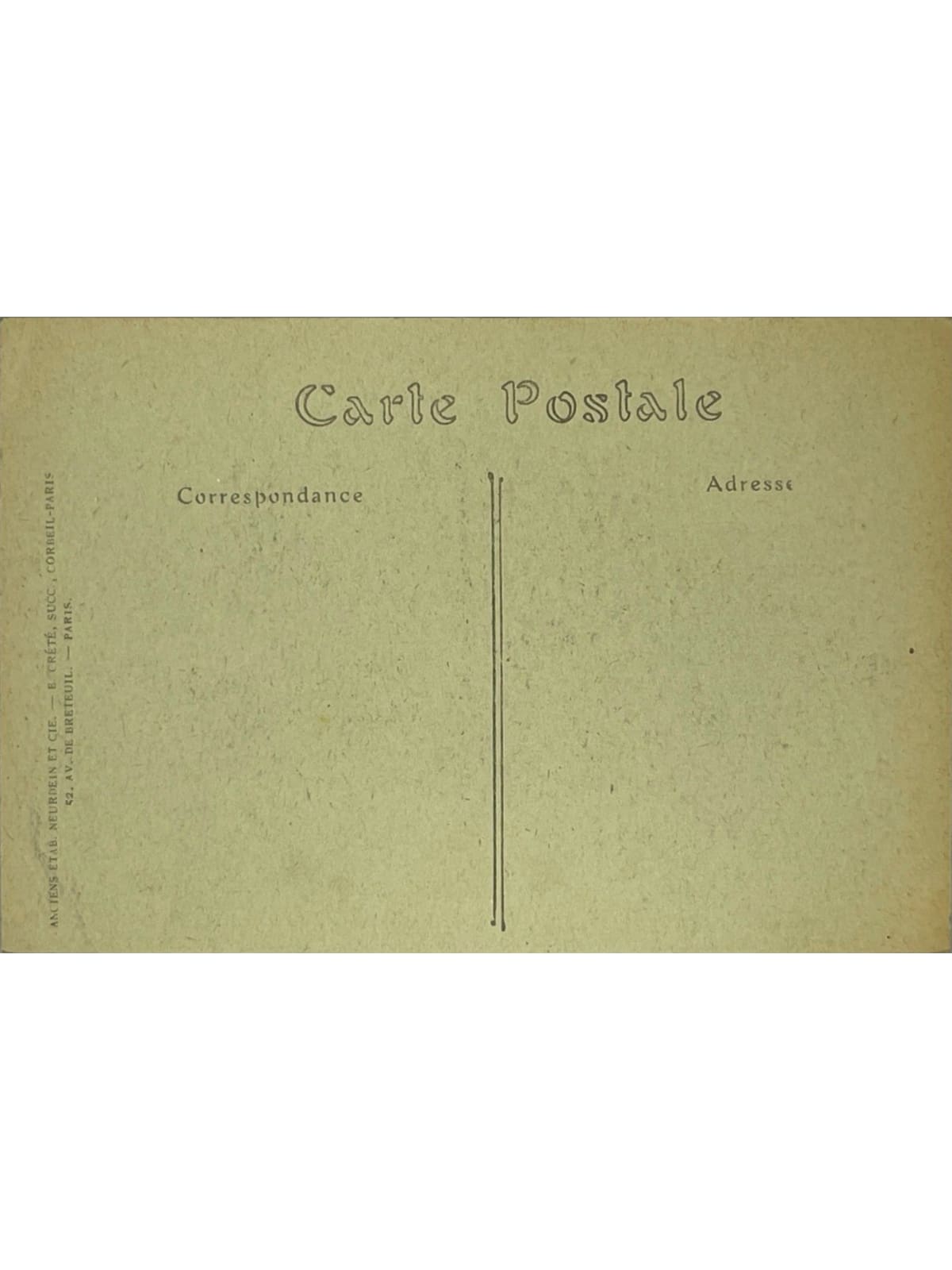 Verso de la carte postale