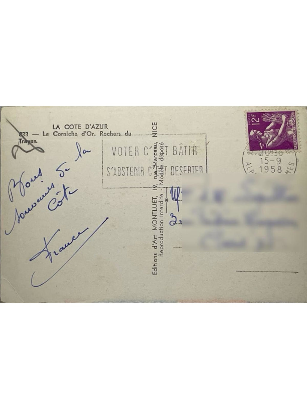 Verso de la carte postale