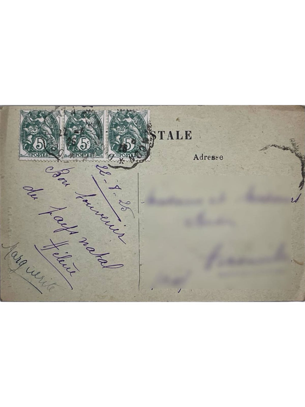 Verso de la carte postale