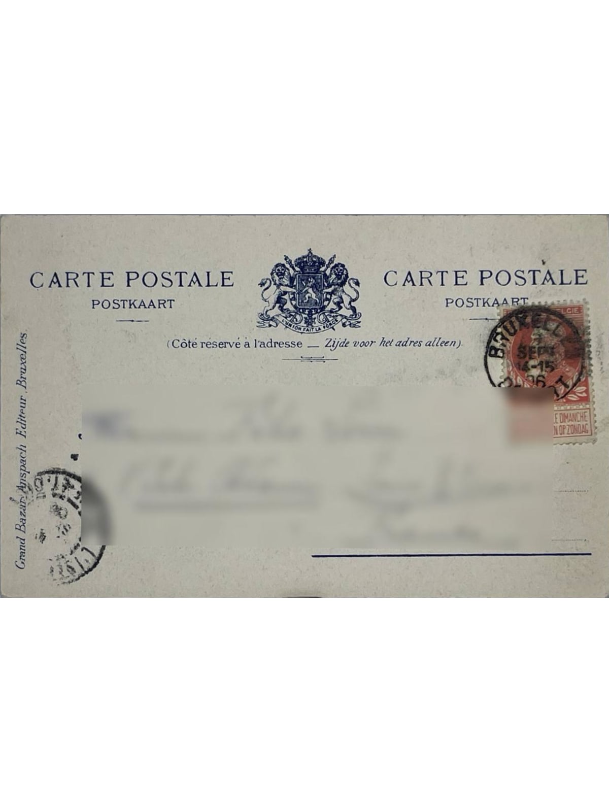 Verso de la carte postale