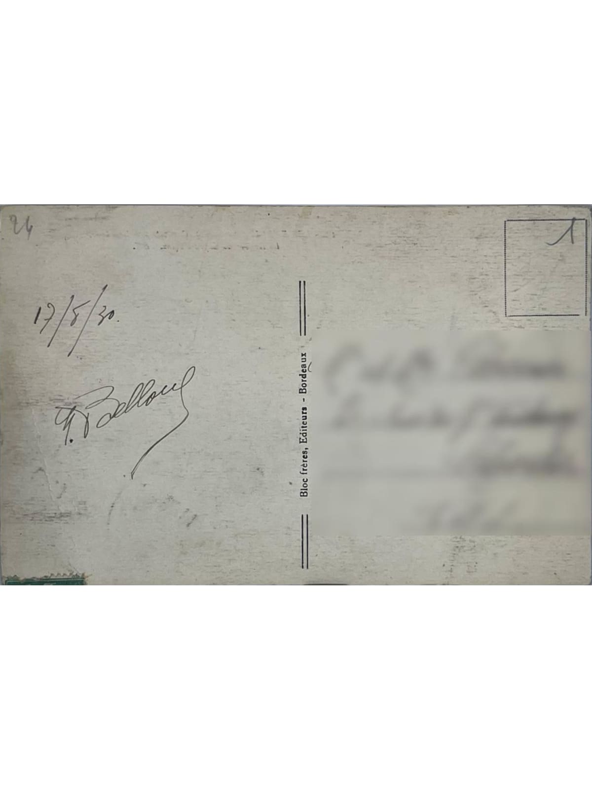 Verso de la carte postale