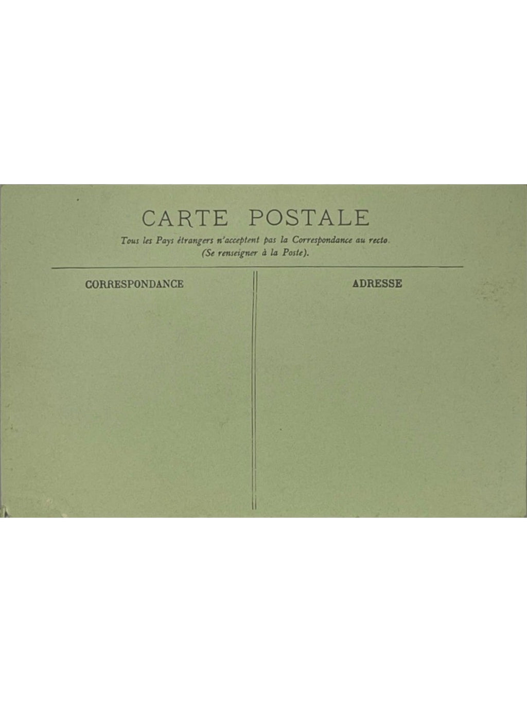 Verso de la carte postale