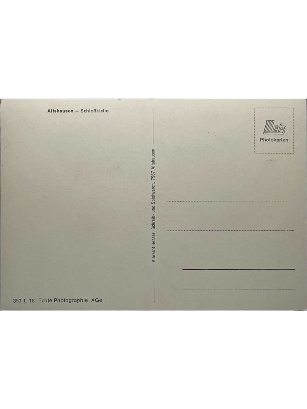 Verso de la carte postale