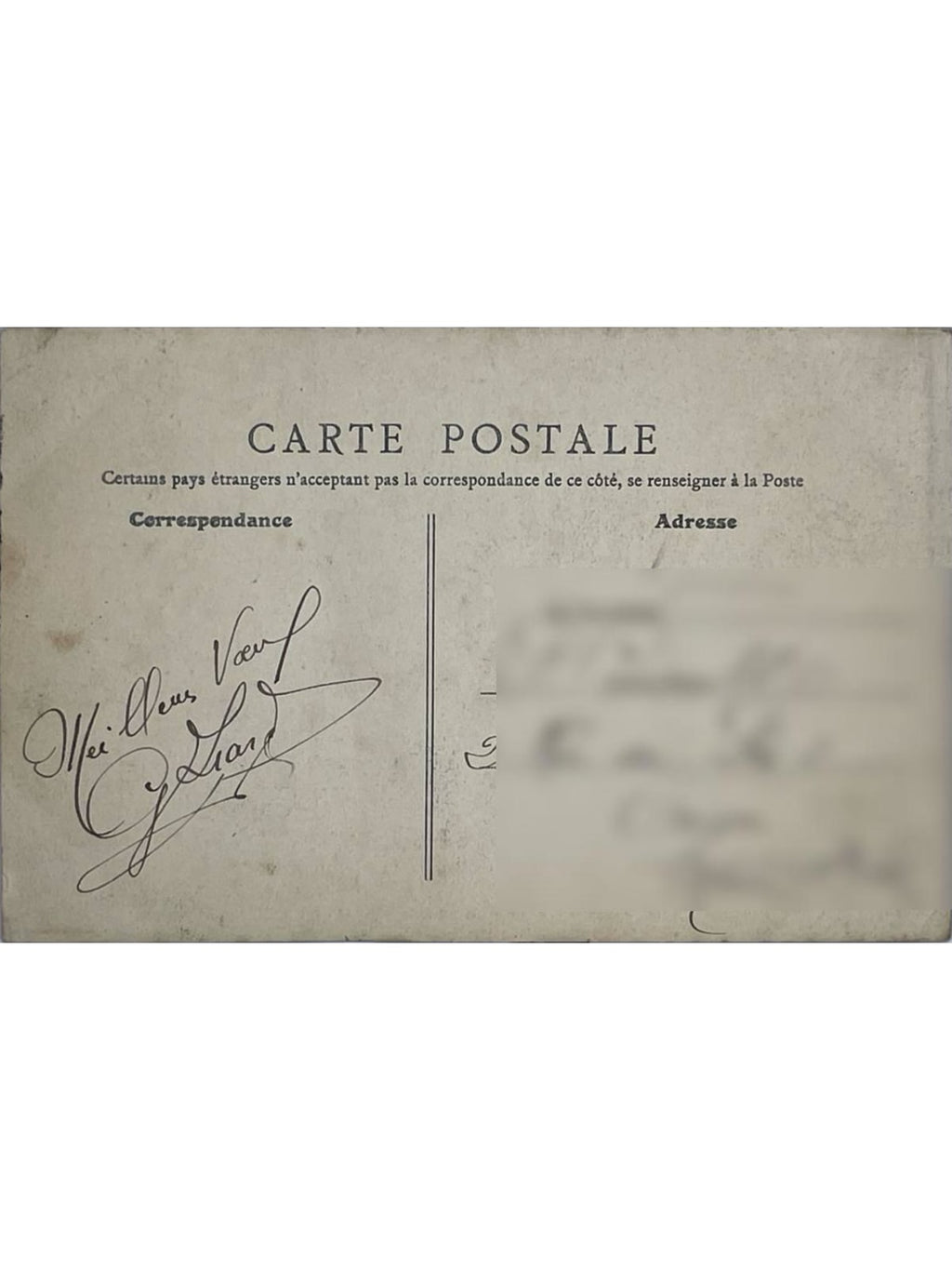 Verso de la carte postale