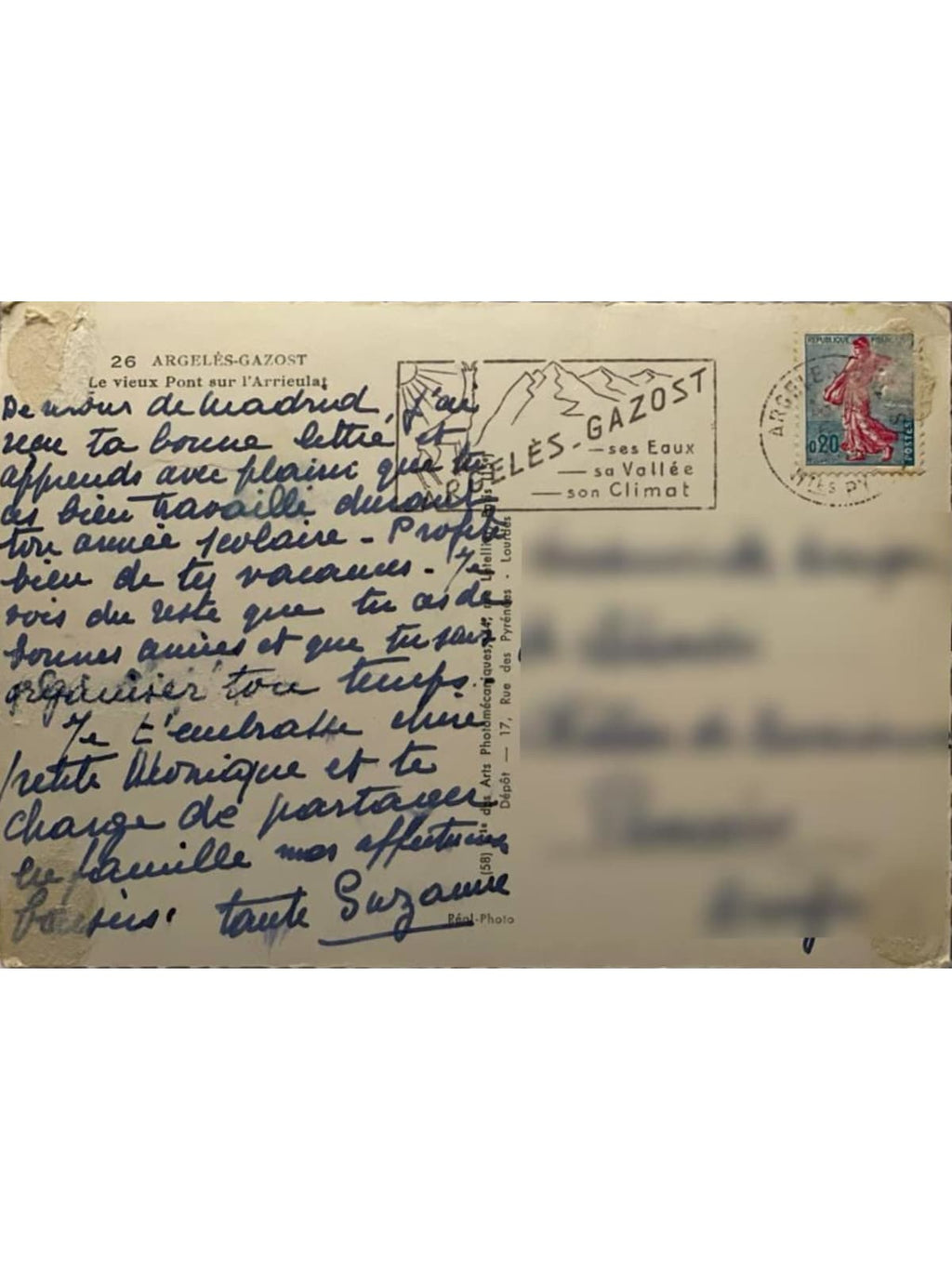 Verso de la carte postale