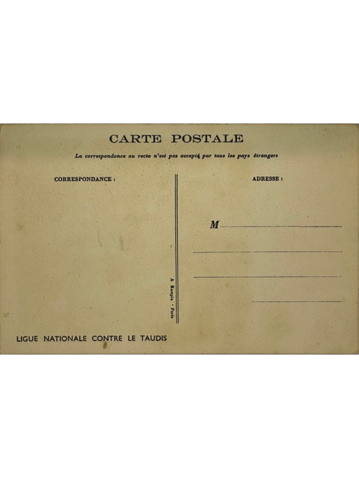 Verso de la carte postale