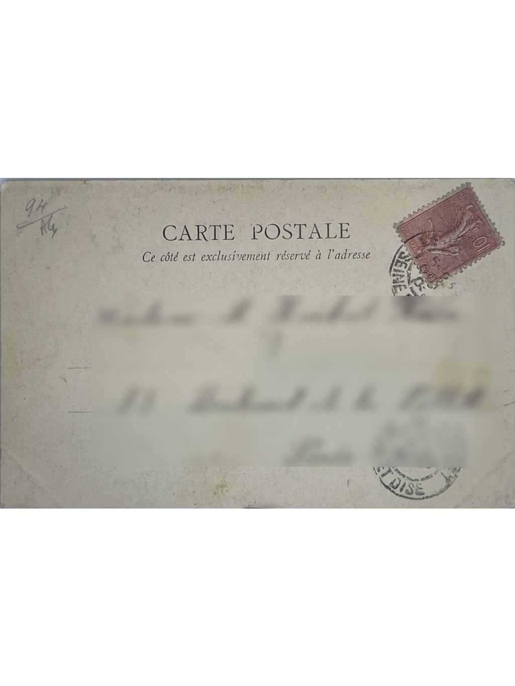 Verso de la carte postale
