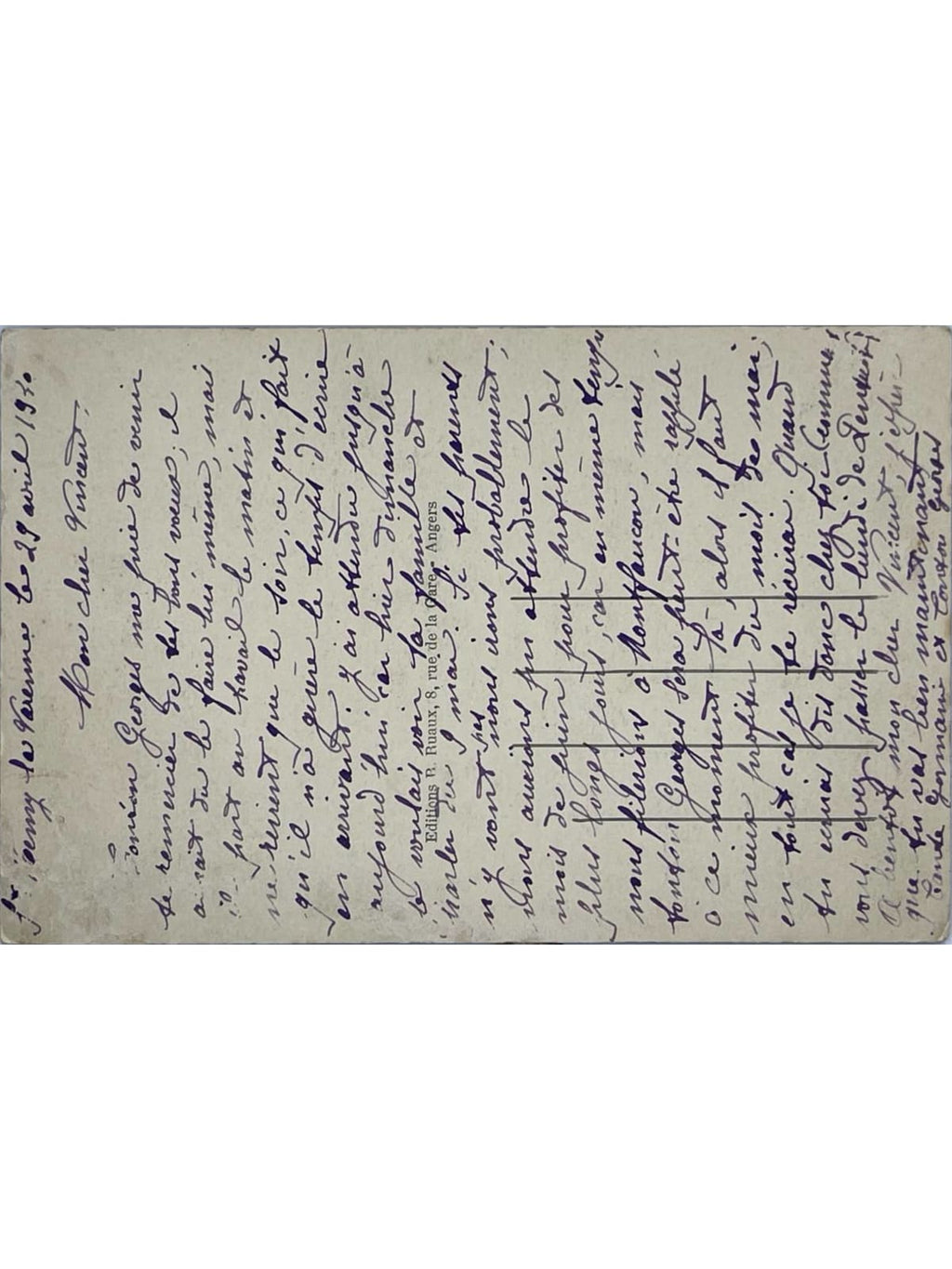 Verso de la carte postale