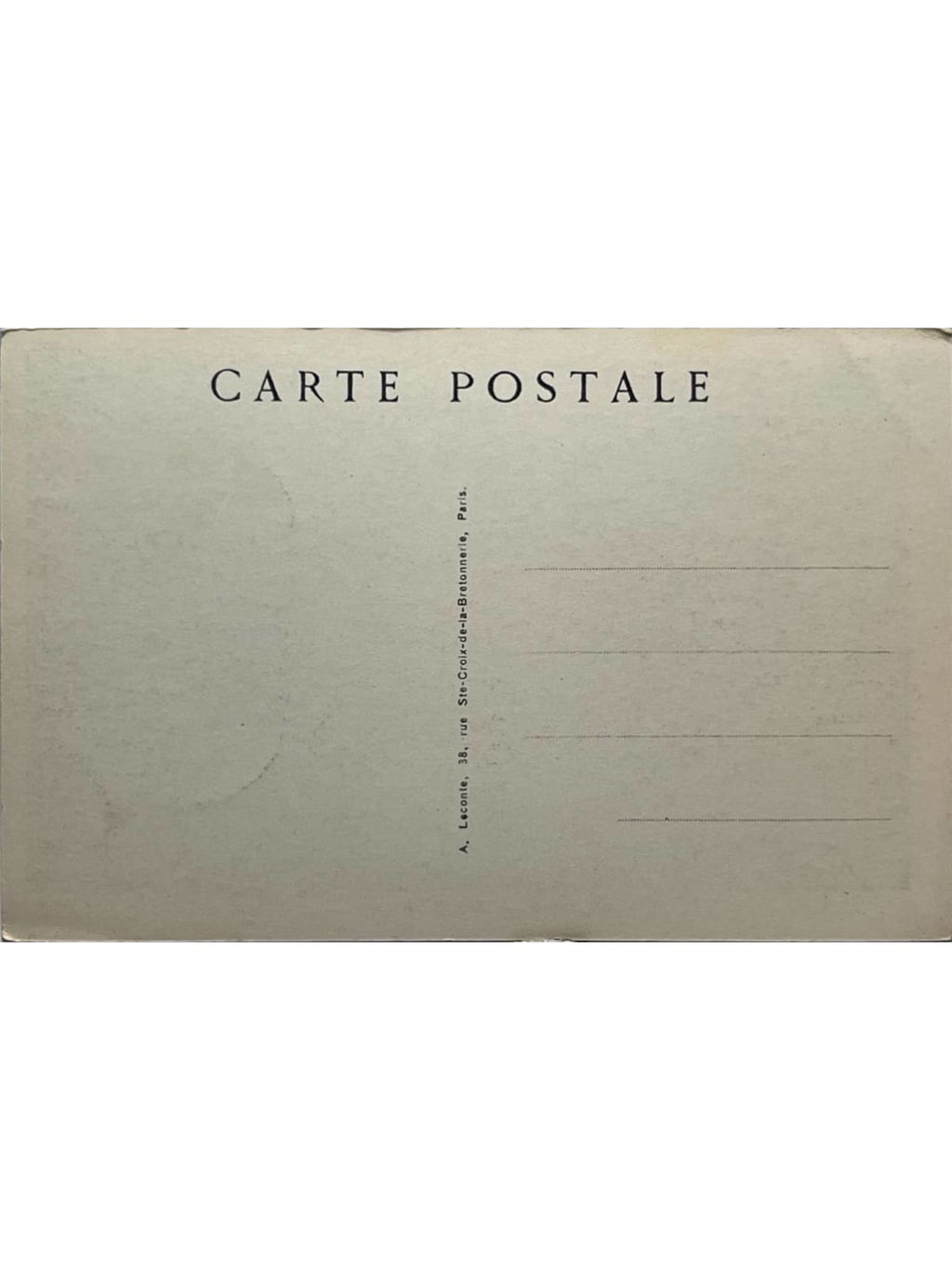 Verso de la carte postale