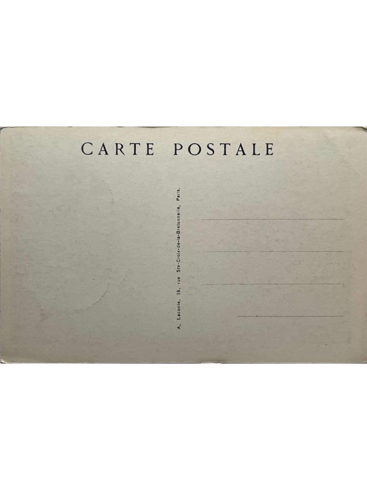 Verso de la carte postale