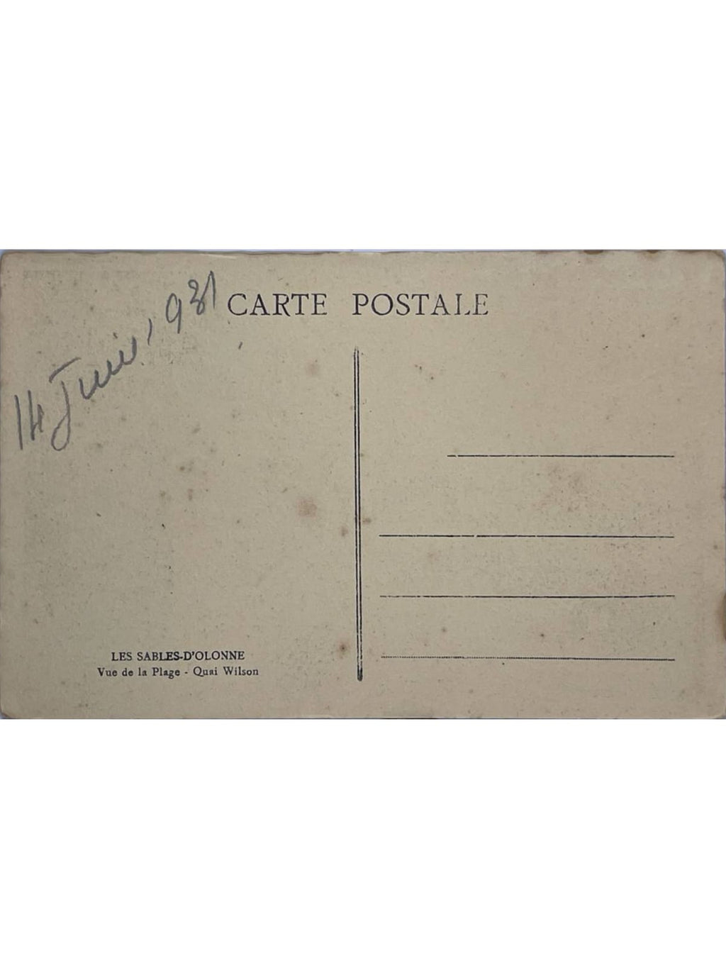 Verso de la carte postale