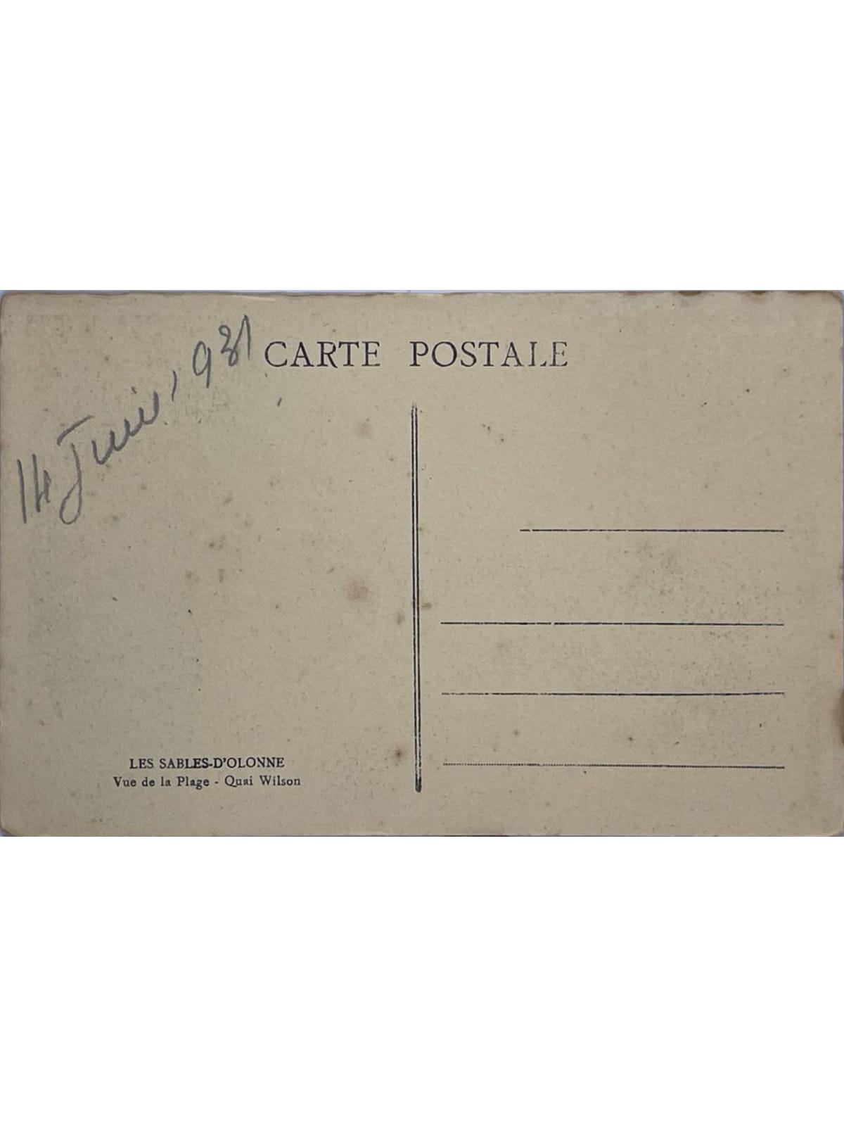 Verso de la carte postale